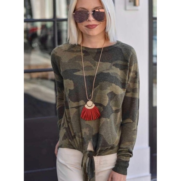 Alya Camouflage Long Sleeve Front Tie - Picture 1 of 5